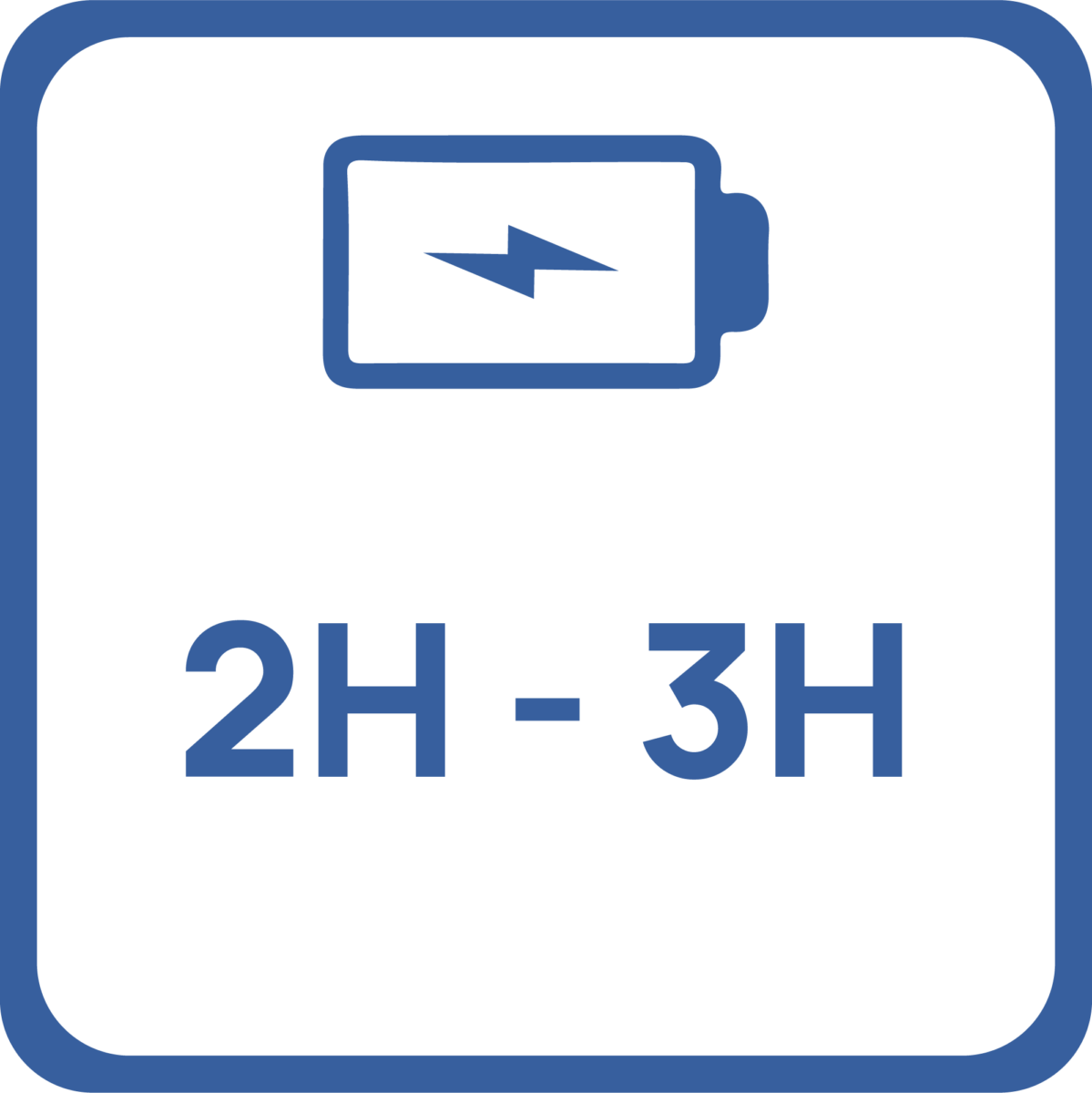 Pictogramme temps de charge : de 2H à 3H