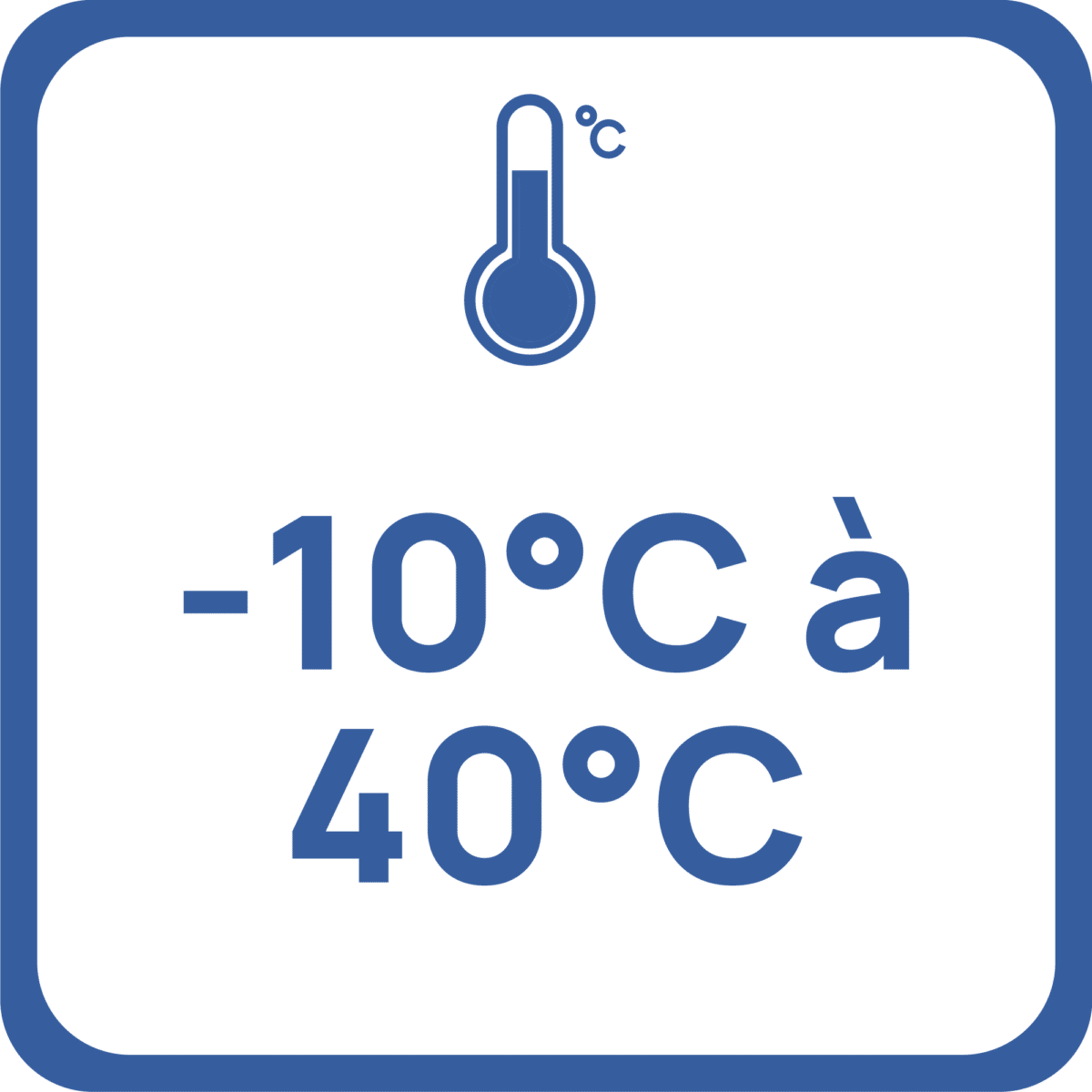 Operating temperature icon: -10°C to 40°C